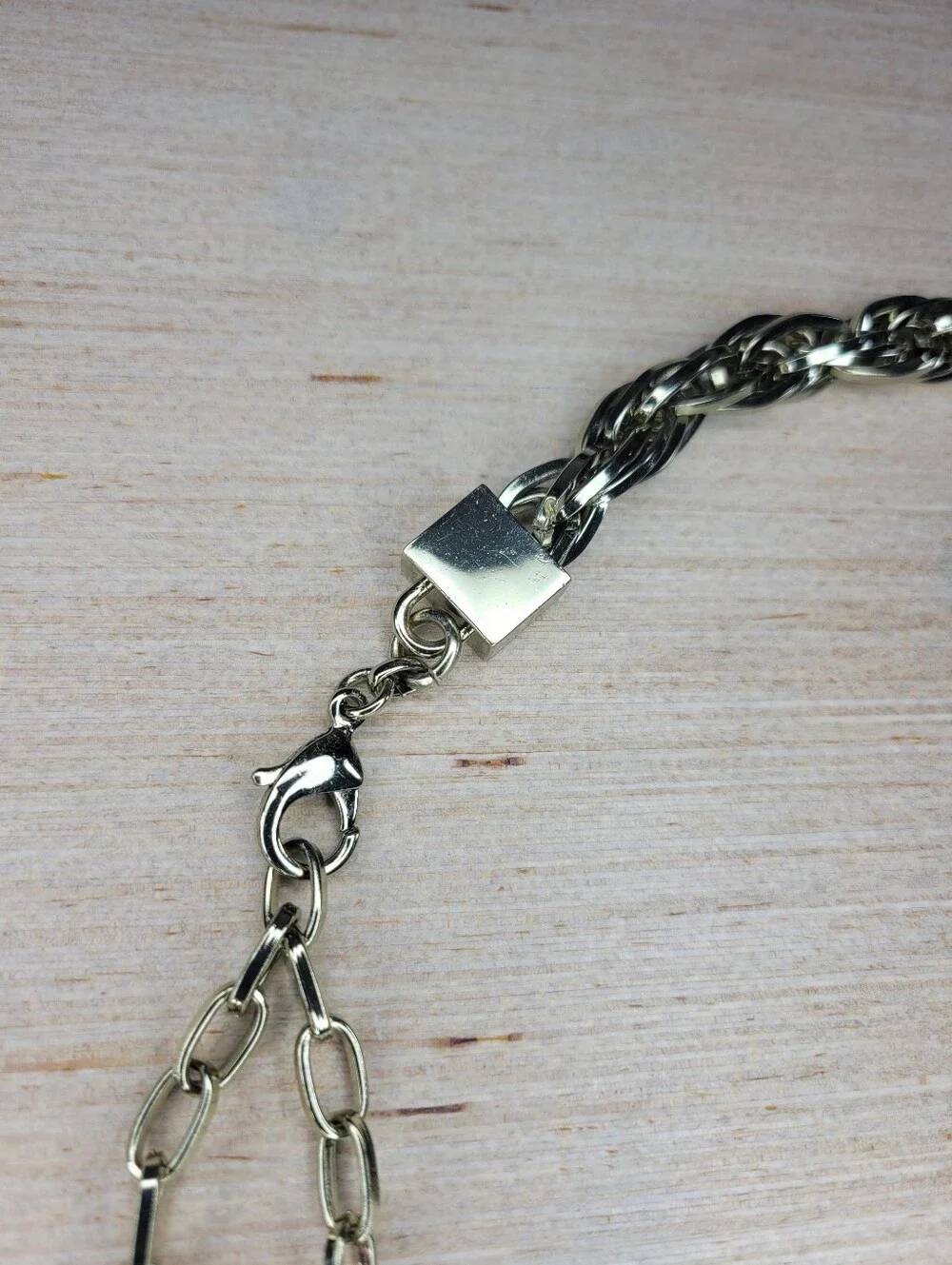 Chain Belt Gold Tone Mixed Link Cube Detail Adjustable 43 Inch